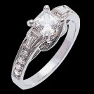 S1385XR Princess Diamond Vintage Engagement Ring Baguette Sides
