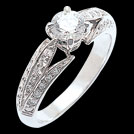 S1545XR Leaf Theme Vintage Style Brilliant Cut Engagement Ring