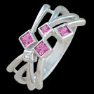 C1647 Abstract Pink Sapphire and Diamond Ring