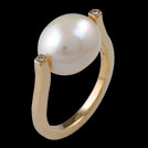 D1753 Spinning Freshwater Pearl and Diamond Gold Ring