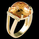 C1785 Faceted Dome Citrine and Diamond Ring