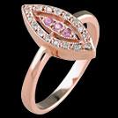 C1577 Deco Vintage Marquise Pave Pink Sapphire and Diamond Ring