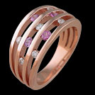 C1607 Four Bar Split Pink Sapphire and Diamond Rose Gold Ring