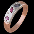 C1655 Pink Sapphire and Rhodolite and Iolite Diamond Scatter Rin