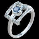 C1687 Round Ceylon Sapphire and Diamond Window Ring