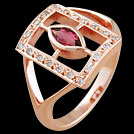 C1694 Marquise Window Pink Tourmaline and Diamond Rose Gold Ring