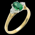 C416 Oval Biron Emerald and Brilliant Cut Diamond Two Tone Ring