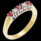 A1093 Ruby and Diamond Claw Set Bridge Ring Two Tone Gold