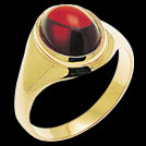 R5460 Oval African Garnet Cabochon Bezel Yellow Gold Ring