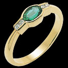 C836 Bezel Set Oval Emerald and Diamond Yellow Gold Ring