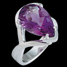 C1707 Claw Set Pear Amethyst White Gold Ring