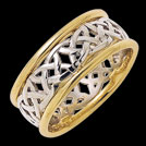 K110G Exploration Wide Yellow and White Gold Celtic Wedding Ring