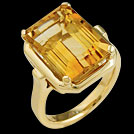 C1763 Octagon Citrine Yellow Gold Ring