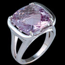 C1710 Antique Square Cushion Pink Amethyst White Gold Ring