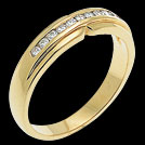 A891 Notched Yellow Gold and Diamond Wedding Band