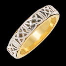 K140L Encouragement Yellow and White Gold Celtic Wedding Ring