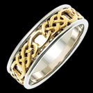 K180L Love White and Yellow Gold Celtic Knot Wedding Ring