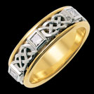 K182L Love Diamond Set Yellow and White Gold Celtic Ring