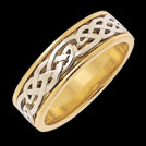 K190L Wisdom Yellow and White Gold Traditional Celtic Ring