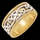 K190G Strength Wide Yellow and White Gold Celtic Wedding Ring 