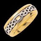K202L Hearts Yellow and White Gold Celtic Wedding Ring