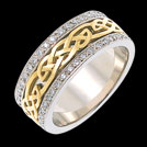 K250L Desire Diamond white and yellow gold Celtic band 