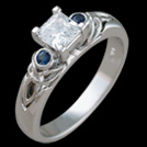 C1740P Sapphire Trinity White Gold and Diamond Engagement Ring