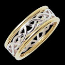 K340L Success Yellow and white open weave Celtic wedding band